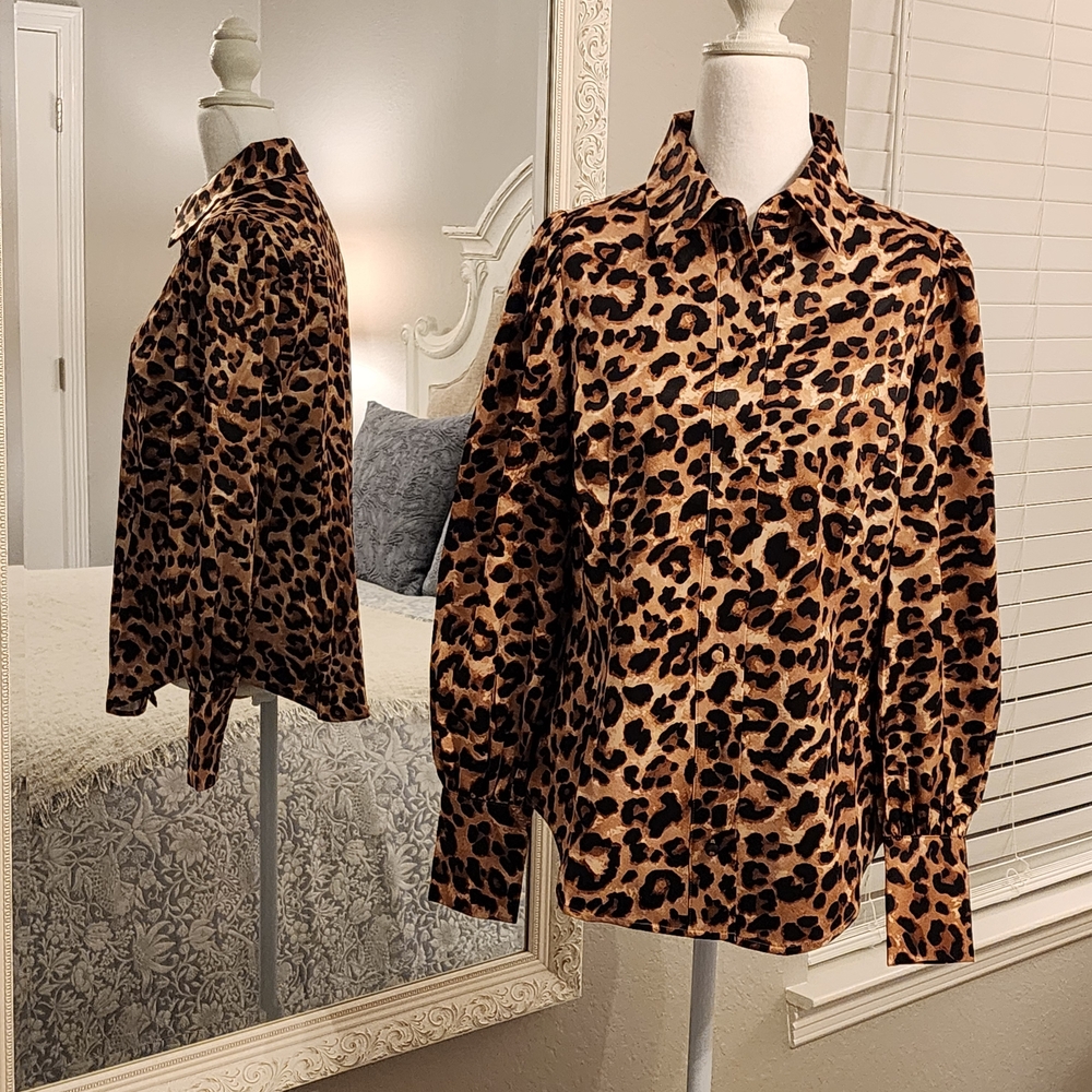 Boston Proper Leopard Print Blouse
